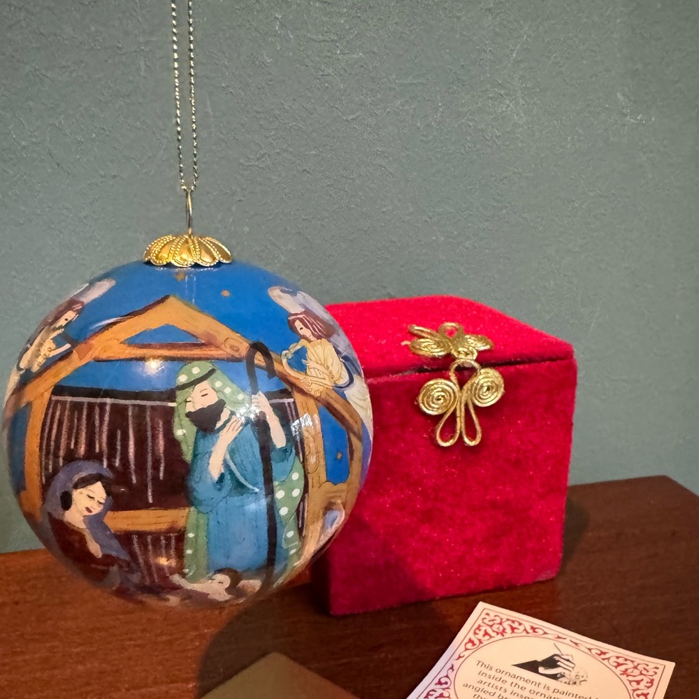 Li Bien Hand Painted Holiday Christmas Tree Ornament in box - Nativity